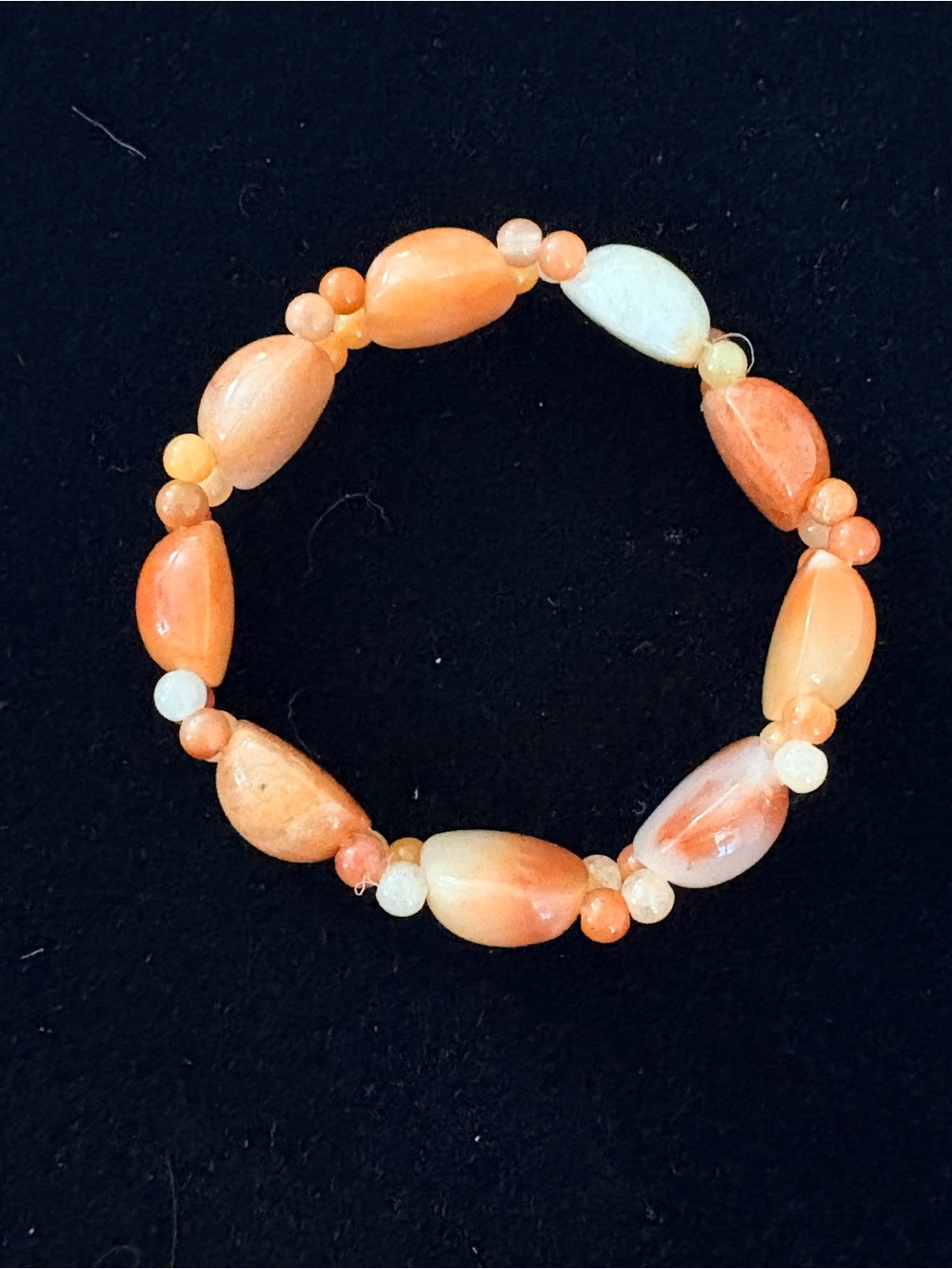 Handcrafted Orange Beaded Stretch Bracelet